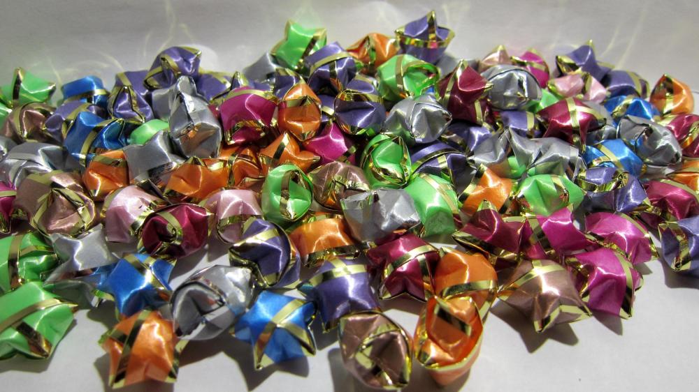 Origami Lucky Stars (100 Stars) Multi Color W/gold Edge